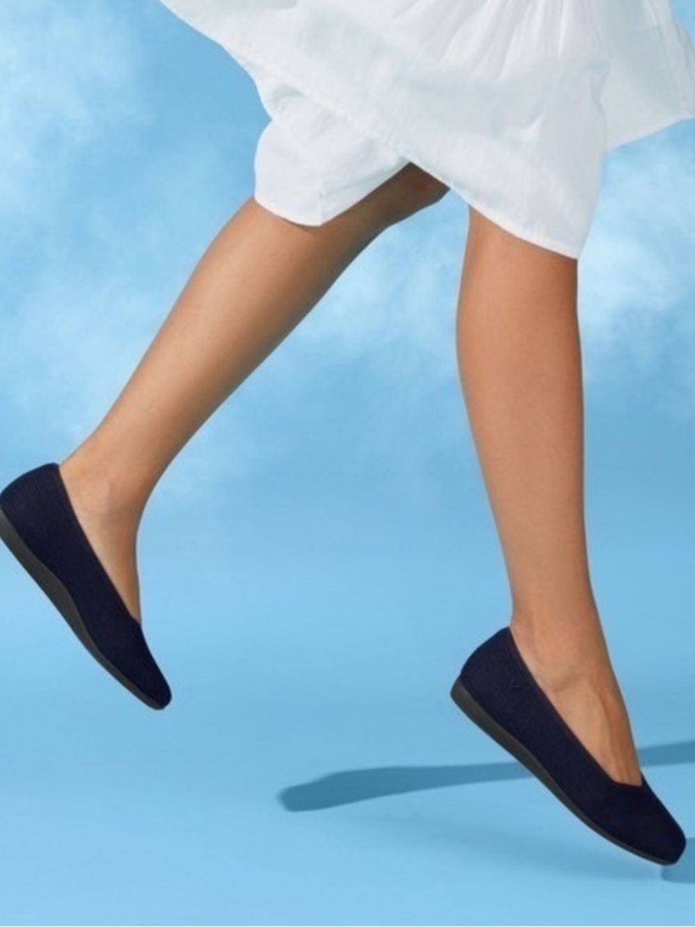 Vivaia Margot Walker Navy Blue Lightweight Square Toe Flats Size 43 US 11